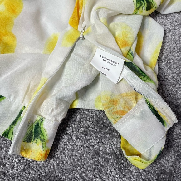 White Closet White Yellow Floral Open Sleeve Crop Top Women’s Large New - Picture 9 of 10